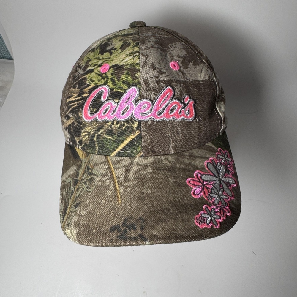 Cabela's Youth Camo Pink Floral Embroidered Adjustable Baseball Cap Hat Floral